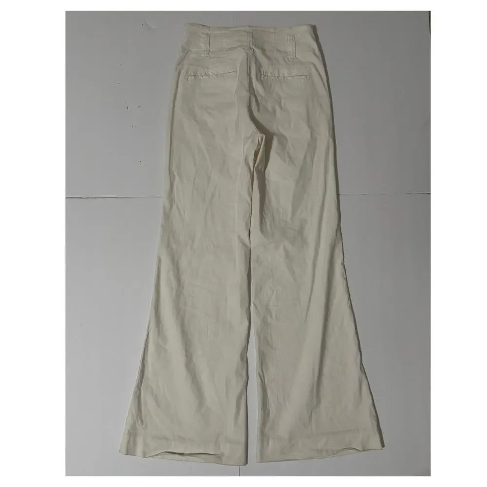 Maeve by Anthropologie The Naomi Wide Leg Linen Blend Pants, White, Size 4 - Picture 4 of 11
